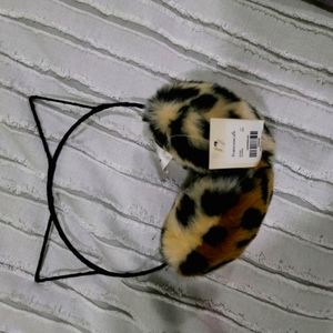 Leopard cheetah ear muffs with cat ears